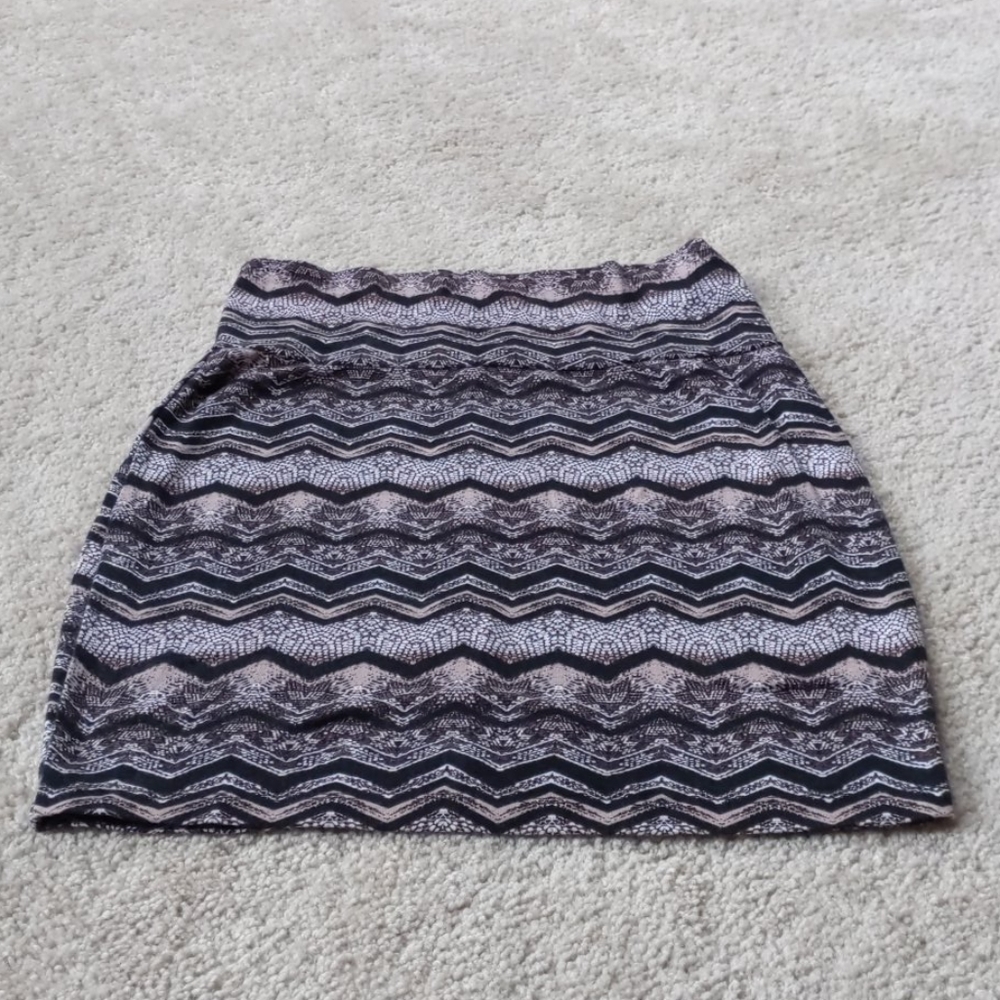 Pull On Boho Patterned Mini Skirt